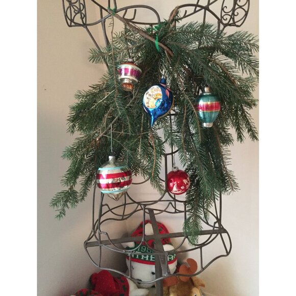 Vtg Five 1950's Christmas Tree Ornaments Different Shapes Sizes One of a Kind